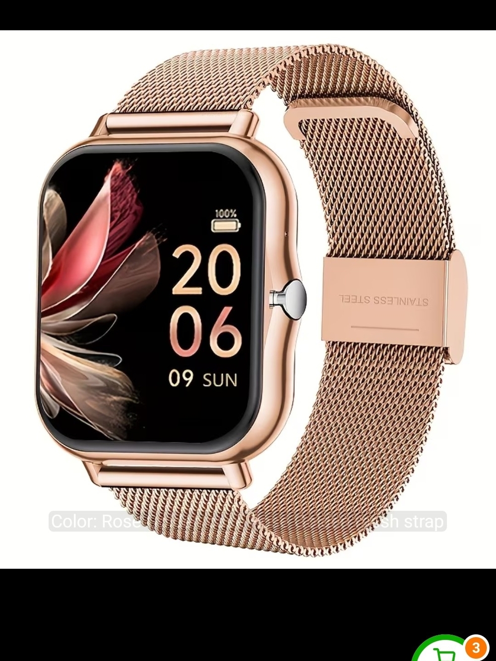 Smart Fitness Watch with Rose Gold Mesh Band Android
